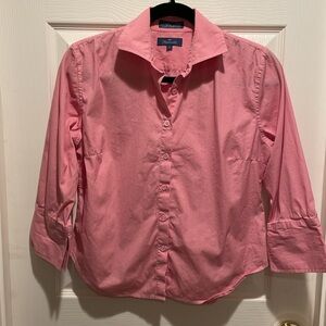 Faconnable pink button down crop shirt